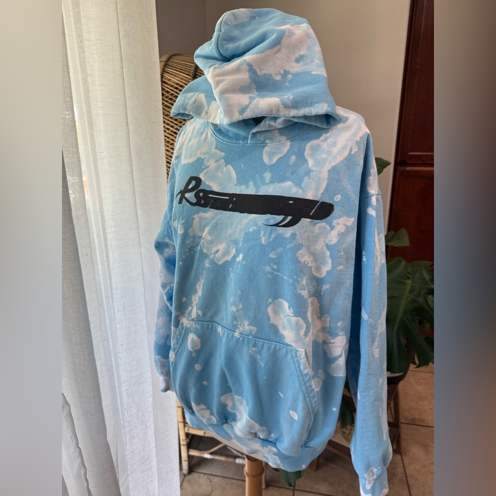 Psychworld Cloud Hoodie – Blue/White Splatter‎ Tie-Dye – Size L